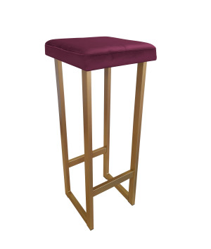 Hoker ALEX krzesło barowe tkanina Welur podstawa metalowa : Kolor Stelaża - Złoty, Kolor tkaniny - VELVET - MG02, Wysokość - 90 cm