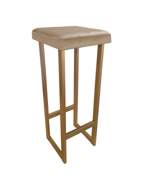 Hoker ALEX krzesło barowe tkanina Welur podstawa metalowa : Kolor Stelaża - Złoty, Kolor tkaniny - VELVET - MG06, Wysokość - 90 cm
