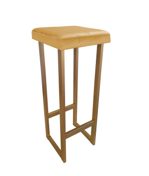 Hoker ALEX krzesło barowe tkanina Welur podstawa metalowa : Kolor Stelaża - Złoty, Kolor tkaniny - VELVET - MG15, Wysokość - 90 cm