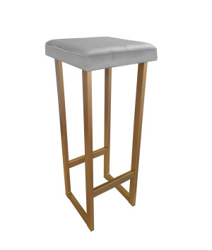 Hoker ALEX krzesło barowe tkanina Welur podstawa metalowa : Kolor Stelaża - Złoty, Kolor tkaniny - VELVET - MG17, Wysokość - 90 cm
