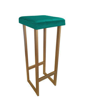 Hoker ALEX krzesło barowe tkanina Welur podstawa metalowa : Kolor Stelaża - Złoty, Kolor tkaniny - VELVET - MG20, Wysokość - 90 cm