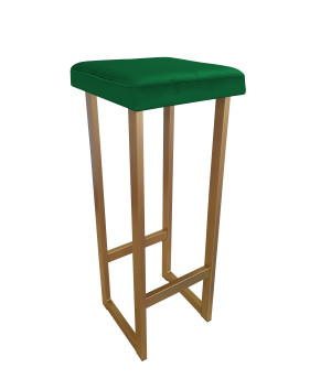 Hoker ALEX krzesło barowe tkanina Welur podstawa metalowa : Kolor Stelaża - Złoty, Kolor tkaniny - VELVET - MG25, Wysokość - 90 cm
