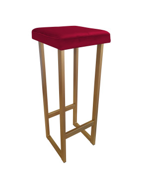 Hoker ALEX krzesło barowe tkanina Welur podstawa metalowa : Kolor Stelaża - Złoty, Kolor tkaniny - VELVET - MG31, Wysokość - 90 cm