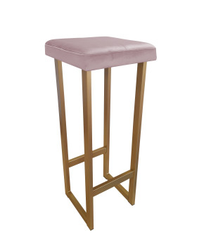Hoker ALEX krzesło barowe tkanina Welur podstawa metalowa : Kolor Stelaża - Złoty, Kolor tkaniny - VELVET - MG55, Wysokość - 90 cm