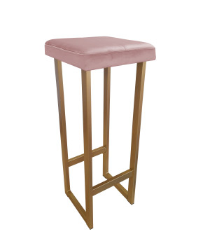 Hoker ALEX krzesło barowe tkanina Welur podstawa metalowa : Kolor Stelaża - Złoty, Kolor tkaniny - VELVET - MG58, Wysokość - 90 cm
