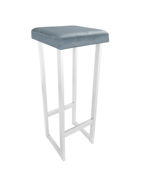 Hoker ALEX krzesło barowe tkanina Welur podstawa metalowa : Kolor Stelaża - Biały, Kolor tkaniny - VELVET - BL06, Wysokość - 90 cm