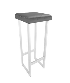Hoker ALEX krzesło barowe tkanina Welur podstawa metalowa : Kolor Stelaża - Biały, Kolor tkaniny - VELVET - BL14, Wysokość - 90 cm