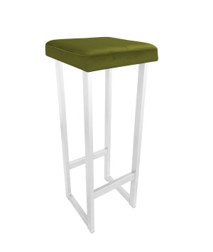 Hoker ALEX krzesło barowe tkanina Welur podstawa metalowa : Kolor Stelaża - Biały, Kolor tkaniny - VELVET - BL75, Wysokość - 90 cm