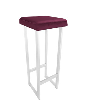 Hoker ALEX krzesło barowe tkanina Welur podstawa metalowa : Kolor Stelaża - Biały, Kolor tkaniny - VELVET - MG02, Wysokość - 90 cm