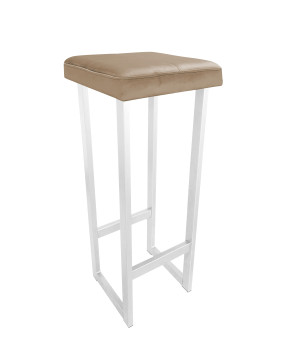 Hoker ALEX krzesło barowe tkanina Welur podstawa metalowa : Kolor Stelaża - Biały, Kolor tkaniny - VELVET - MG06, Wysokość - 90 cm