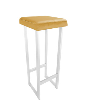 Hoker ALEX krzesło barowe tkanina Welur podstawa metalowa : Kolor Stelaża - Biały, Kolor tkaniny - VELVET - MG15, Wysokość - 90 cm