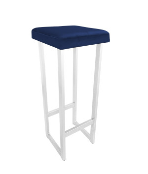 Hoker ALEX krzesło barowe tkanina Welur podstawa metalowa : Kolor Stelaża - Biały, Kolor tkaniny - VELVET - MG16, Wysokość - 90 cm