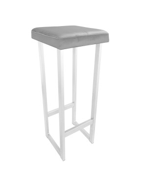 Hoker ALEX krzesło barowe tkanina Welur podstawa metalowa : Kolor Stelaża - Biały, Kolor tkaniny - VELVET - MG17, Wysokość - 90 cm