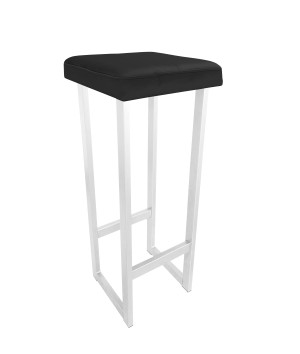Hoker ALEX krzesło barowe tkanina Welur podstawa metalowa : Kolor Stelaża - Biały, Kolor tkaniny - VELVET - MG19, Wysokość - 90 cm