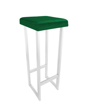 Hoker ALEX krzesło barowe tkanina Welur podstawa metalowa : Kolor Stelaża - Biały, Kolor tkaniny - VELVET - MG25, Wysokość - 90 cm