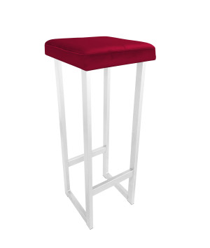 Hoker ALEX krzesło barowe tkanina Welur podstawa metalowa : Kolor Stelaża - Biały, Kolor tkaniny - VELVET - MG31, Wysokość - 90 cm