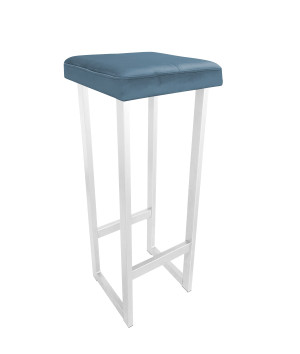 Hoker ALEX krzesło barowe tkanina Welur podstawa metalowa : Kolor Stelaża - Biały, Kolor tkaniny - VELVET - MG33, Wysokość - 90 cm
