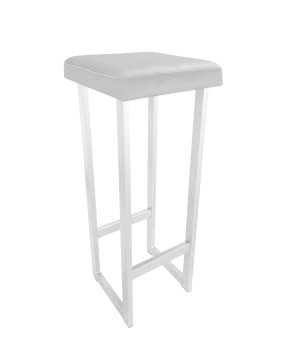 Hoker ALEX krzesło barowe tkanina Welur podstawa metalowa : Kolor Stelaża - Biały, Kolor tkaniny - VELVET - MG39, Wysokość - 90 cm