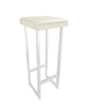 Hoker ALEX krzesło barowe tkanina Welur podstawa metalowa : Kolor Stelaża - Biały, Kolor tkaniny - VELVET - MG50, Wysokość - 90 cm