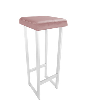 Hoker ALEX krzesło barowe tkanina Welur podstawa metalowa : Kolor Stelaża - Biały, Kolor tkaniny - VELVET - MG58, Wysokość - 90 cm