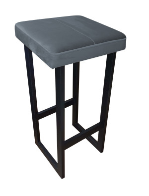 Hoker ALEX krzesło barowe tkanina Welur podstawa metalowa : Kolor Stelaża - Czarny , Kolor tkaniny - VELVET - BL14, Wysokość - 75 cm