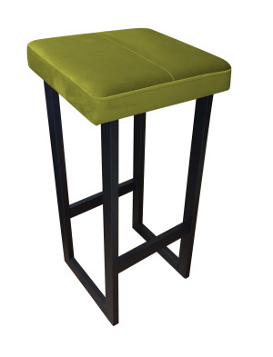 Hoker ALEX krzesło barowe tkanina Welur podstawa metalowa : Kolor Stelaża - Czarny , Kolor tkaniny - VELVET - BL75, Wysokość - 75 cm