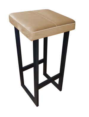 Hoker ALEX krzesło barowe tkanina Welur podstawa metalowa : Kolor Stelaża - Czarny , Kolor tkaniny - VELVET - MG06, Wysokość - 75 cm