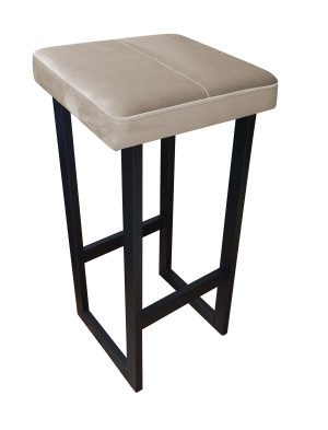 Hoker ALEX krzesło barowe tkanina Welur podstawa metalowa : Kolor Stelaża - Czarny , Kolor tkaniny - VELVET - MG09, Wysokość - 75 cm