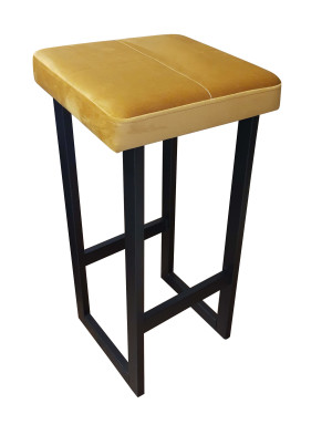 Hoker ALEX krzesło barowe tkanina Welur podstawa metalowa : Kolor Stelaża - Czarny , Kolor tkaniny - VELVET - MG15, Wysokość - 75 cm