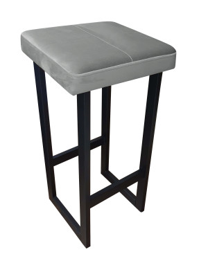 Hoker ALEX krzesło barowe tkanina Welur podstawa metalowa : Kolor Stelaża - Czarny , Kolor tkaniny - VELVET - MG17, Wysokość - 75 cm