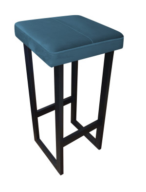 Hoker ALEX krzesło barowe tkanina Welur podstawa metalowa : Kolor Stelaża - Czarny , Kolor tkaniny - VELVET - MG33, Wysokość - 75 cm