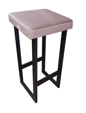 Hoker ALEX krzesło barowe tkanina Welur podstawa metalowa : Kolor Stelaża - Czarny , Kolor tkaniny - VELVET - MG55, Wysokość - 75 cm