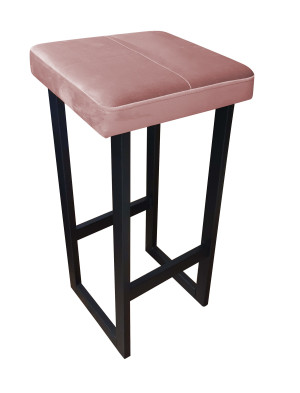 Hoker ALEX krzesło barowe tkanina Welur podstawa metalowa : Kolor Stelaża - Czarny , Kolor tkaniny - VELVET - MG58, Wysokość - 75 cm