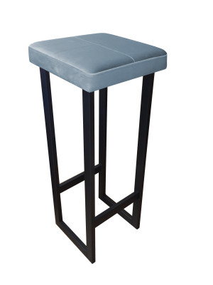 Hoker ALEX krzesło barowe tkanina Welur podstawa metalowa : Kolor Stelaża - Czarny , Kolor tkaniny - VELVET - BL06, Wysokość - 90 cm