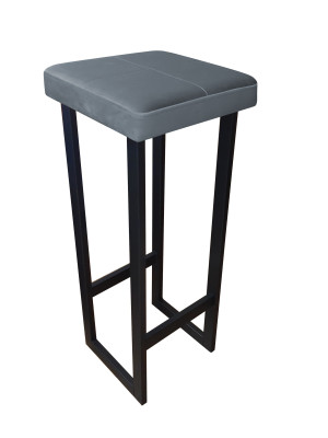 Hoker ALEX krzesło barowe tkanina Welur podstawa metalowa : Kolor Stelaża - Czarny , Kolor tkaniny - VELVET - BL14, Wysokość - 90 cm