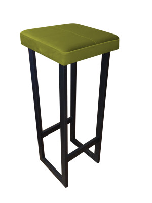Hoker ALEX krzesło barowe tkanina Welur podstawa metalowa : Kolor Stelaża - Czarny , Kolor tkaniny - VELVET - BL75, Wysokość - 90 cm
