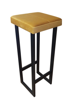 Hoker ALEX krzesło barowe tkanina Welur podstawa metalowa : Kolor Stelaża - Czarny , Kolor tkaniny - VELVET - MG15, Wysokość - 90 cm