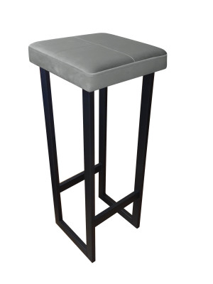 Hoker ALEX krzesło barowe tkanina Welur podstawa metalowa : Kolor Stelaża - Czarny , Kolor tkaniny - VELVET - MG17, Wysokość - 90 cm
