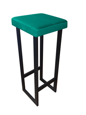 Hoker ALEX krzesło barowe tkanina Welur podstawa metalowa : Kolor Stelaża - Czarny , Kolor tkaniny - VELVET - MG20, Wysokość - 90 cm