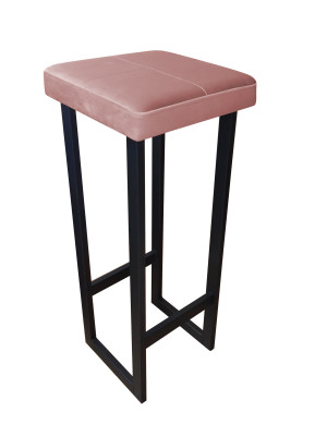 Hoker ALEX krzesło barowe tkanina Welur podstawa metalowa : Kolor Stelaża - Czarny , Kolor tkaniny - VELVET - MG58, Wysokość - 90 cm