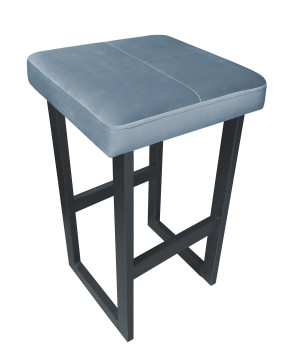 Hoker ALEX krzesło barowe tkanina Welur podstawa metalowa : Kolor Stelaża - Grafit, Kolor tkaniny - VELVET - BL06, Wysokość - 60 cm