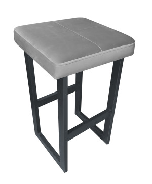 Hoker ALEX krzesło barowe tkanina Welur podstawa metalowa : Kolor Stelaża - Grafit, Kolor tkaniny - VELVET - MG17, Wysokość - 60 cm