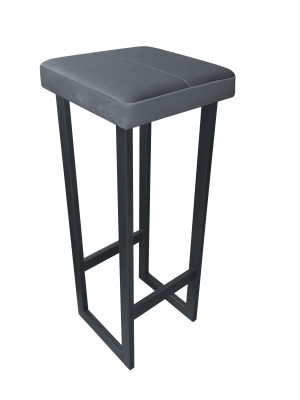 Hoker ALEX krzesło barowe tkanina Welur podstawa metalowa : Kolor Stelaża - Grafit, Kolor tkaniny - VELVET - BL14, Wysokość - 90 cm