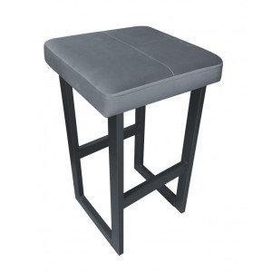 Hoker ALEX krzesło barowe tkanina Welur podstawa metalowa : Kolor Stelaża - Grafit, Kolor tkaniny - VELVET - BL14, Wysokość - 60 cm