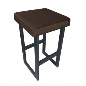 Hoker ALEX krzesło barowe tkanina Welur podstawa metalowa : Kolor Stelaża - Grafit, Kolor tkaniny - VELVET - MG05, Wysokość - 60 cm