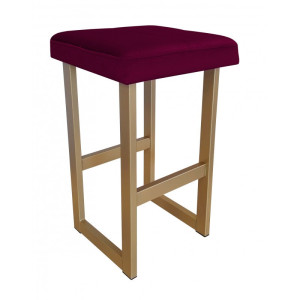 Hoker ALEX krzesło barowe tkanina Welur podstawa metalowa : Kolor Stelaża - Złoty, Kolor tkaniny - VELVET - MG02, Wysokość - 60 cm