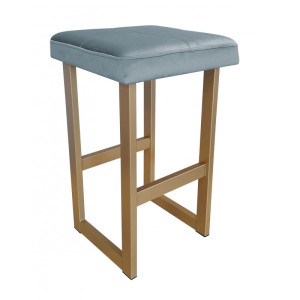 Hoker ALEX krzesło barowe tkanina Welur podstawa metalowa : Kolor Stelaża - Złoty, Kolor tkaniny - VELVET - BL06, Wysokość - 60 cm