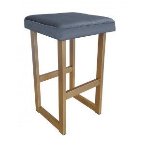 Hoker ALEX krzesło barowe tkanina Welur podstawa metalowa : Kolor Stelaża - Złoty, Kolor tkaniny - VELVET - BL14, Wysokość - 60 cm