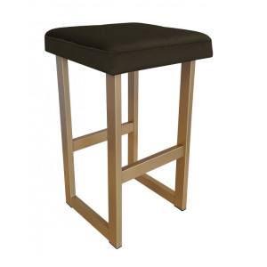 Hoker ALEX krzesło barowe tkanina Welur podstawa metalowa : Kolor Stelaża - Złoty, Kolor tkaniny - VELVET - MG05, Wysokość - 60 cm