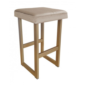Hoker ALEX krzesło barowe tkanina Welur podstawa metalowa : Kolor Stelaża - Złoty, Kolor tkaniny - VELVET - MG09, Wysokość - 75 cm